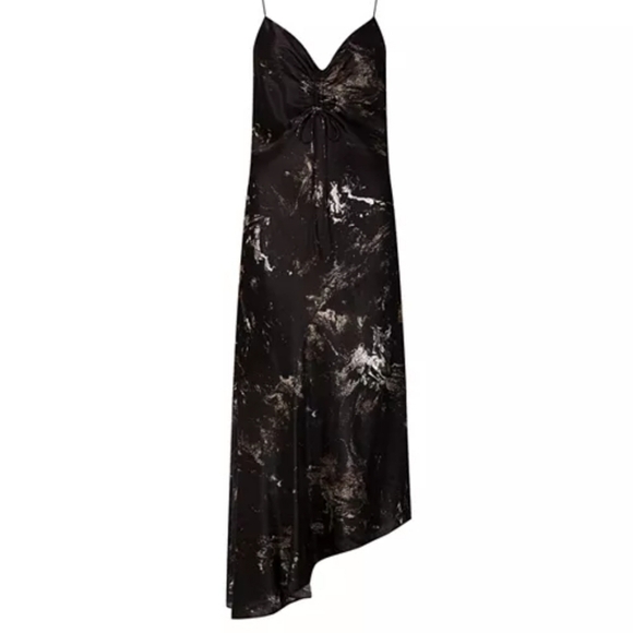 NWT All Saints Alexia Titania Silk Asymmetrical Sill Blend Dress Sz 8 - Picture 5 of 14